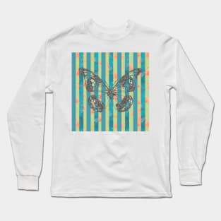 Glitter Butterfly Vintage Chic Long Sleeve T-Shirt